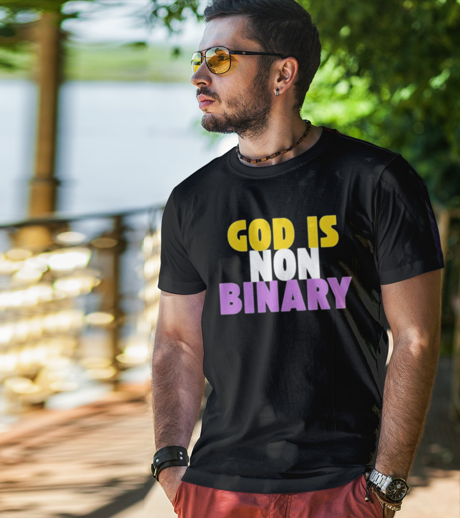 John Pavlovitz God Is Non-Binary Statement In Yellow, White, And Purple T-Shirt