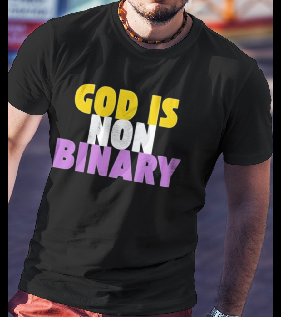 John Pavlovitz God Is Non-Binary Statement In Yellow, White, And Purple T-Shirt