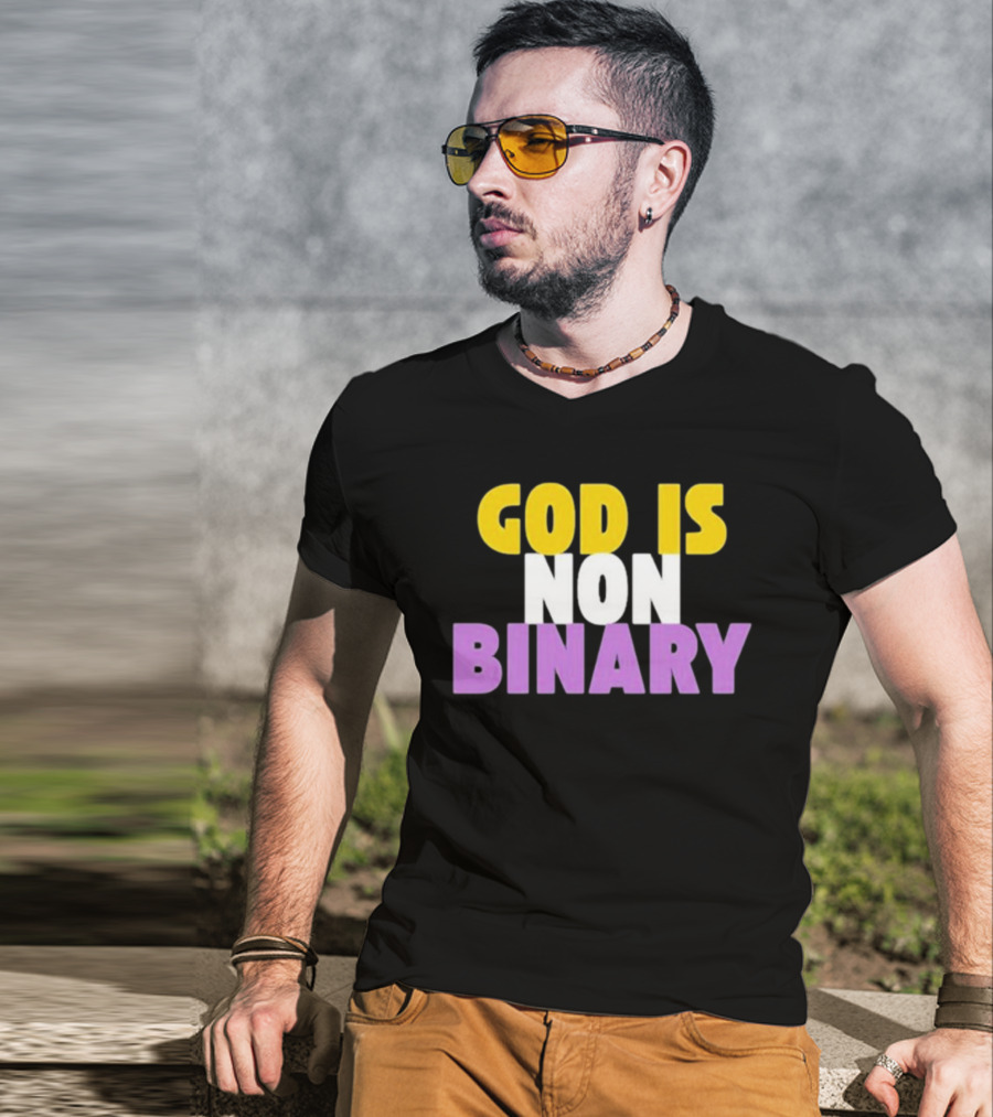 John Pavlovitz God Is Non-Binary Statement In Yellow, White, And Purple T-Shirt
