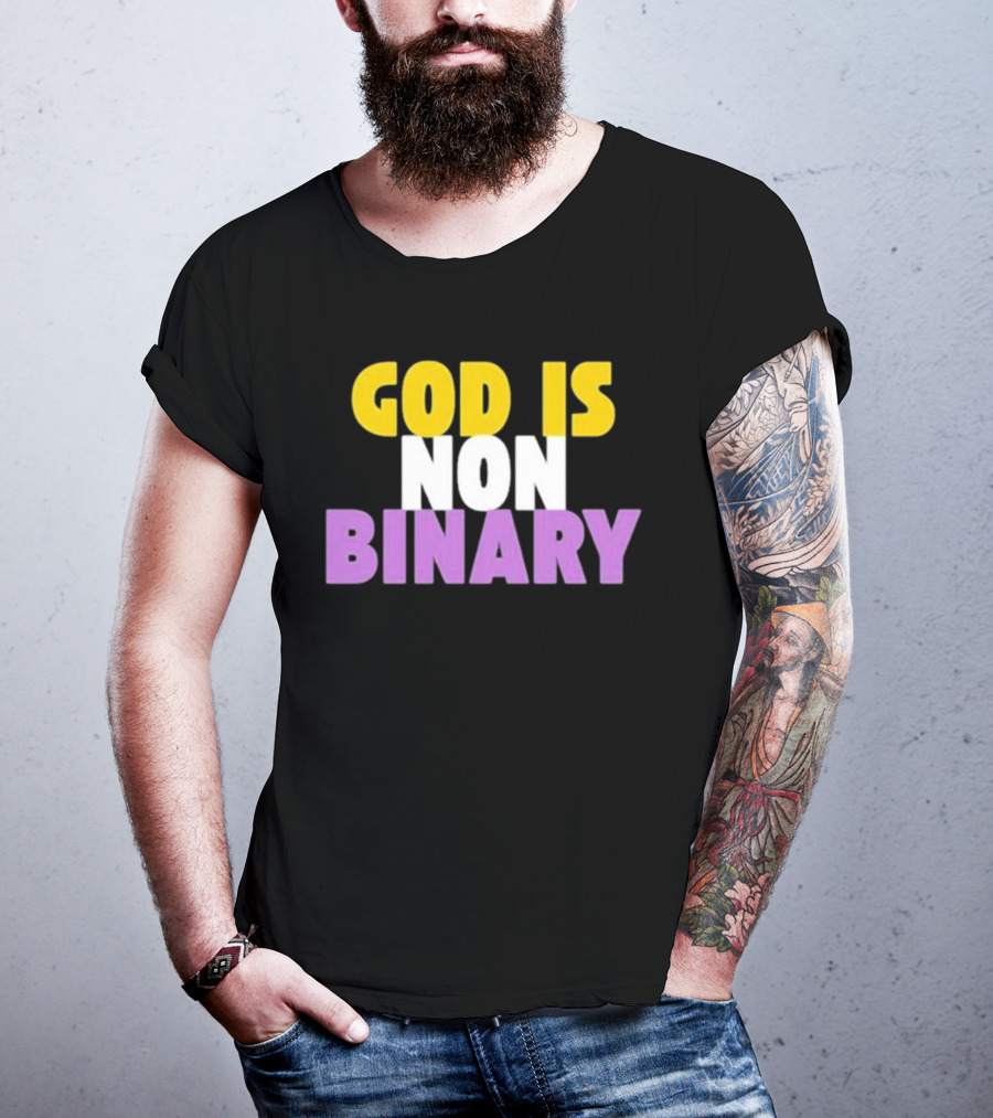 John Pavlovitz God Is Non-Binary Statement In Yellow, White, And Purple T-Shirt