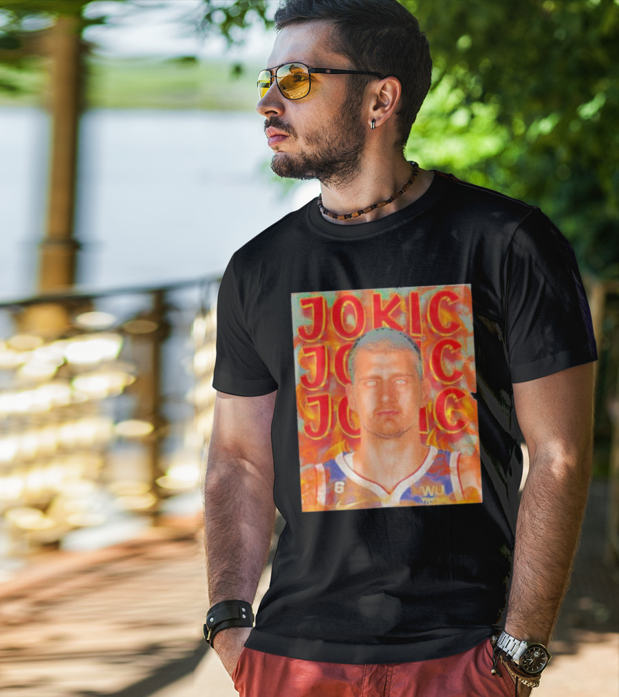 Jokic Fire Flames Photo Basketball T-Shirt