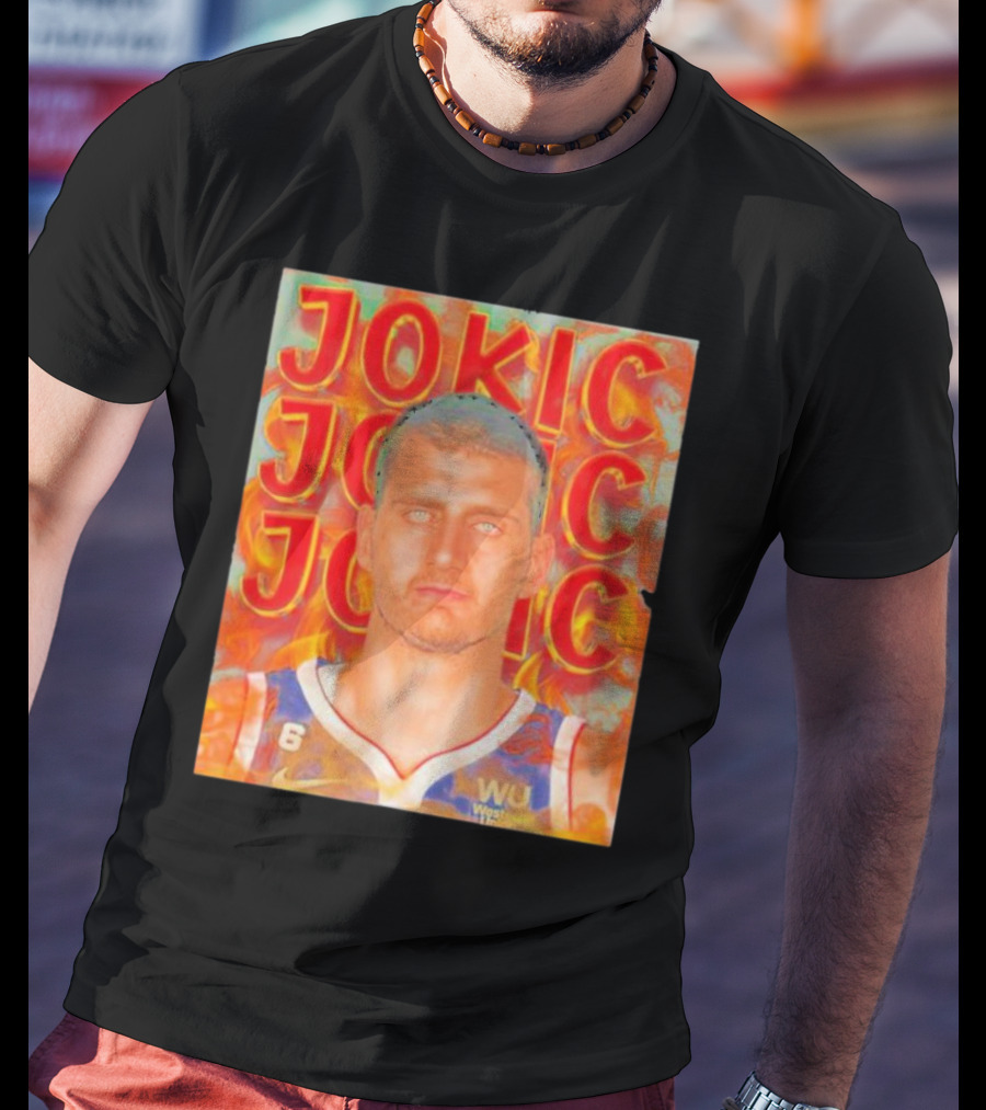 Jokic Fire Flames Photo Basketball T-Shirt