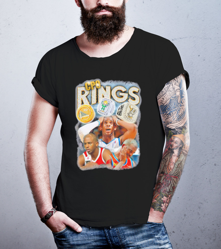 CP0 Rings Basketball Legacy With Golden State Warriors Boston Celtics And San Antonio Spurs Symbols T-Shirt