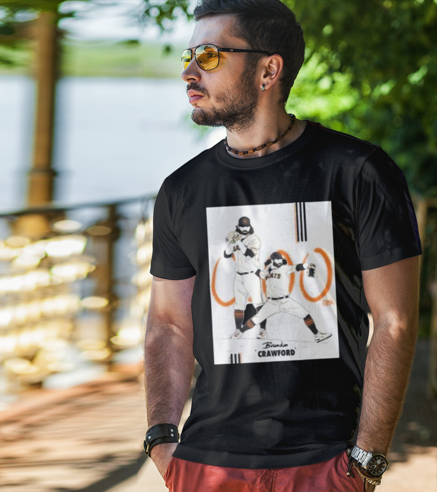Brandon Crawford Giants Baseball Illustration With 1000 Celebratory T-Shirt