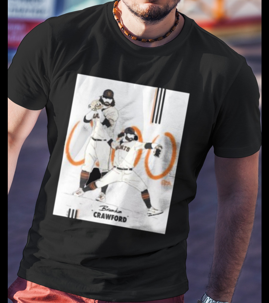Brandon Crawford Giants Baseball Illustration With 1000 Celebratory T-Shirt