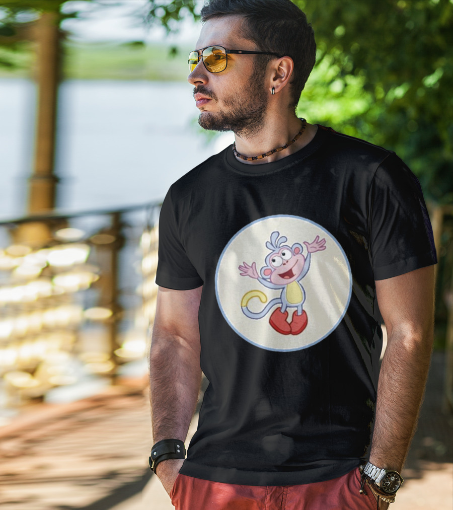 Boots The Monkey Character With Red Boots From Popular Children's Show T-Shirt
