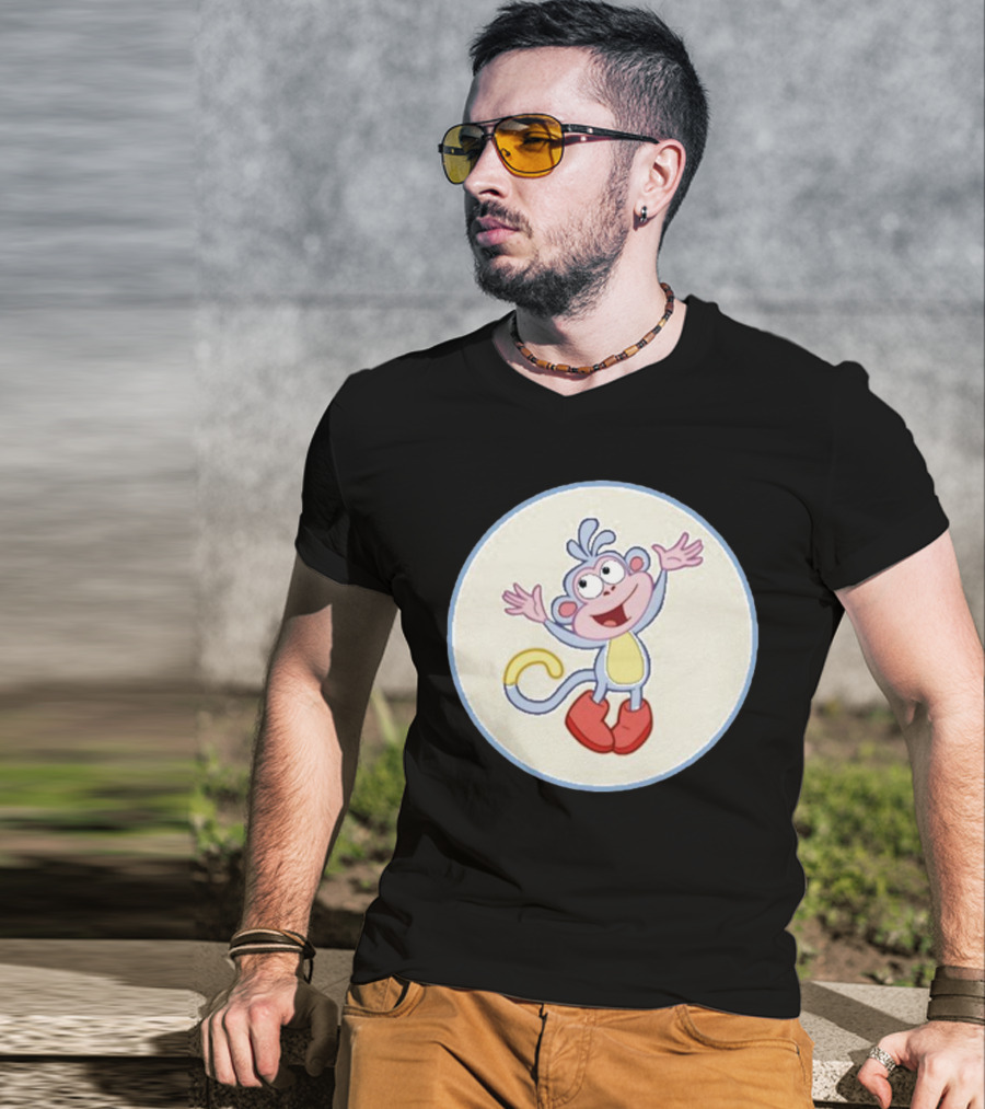 Boots The Monkey Character With Red Boots From Popular Children's Show T-Shirt