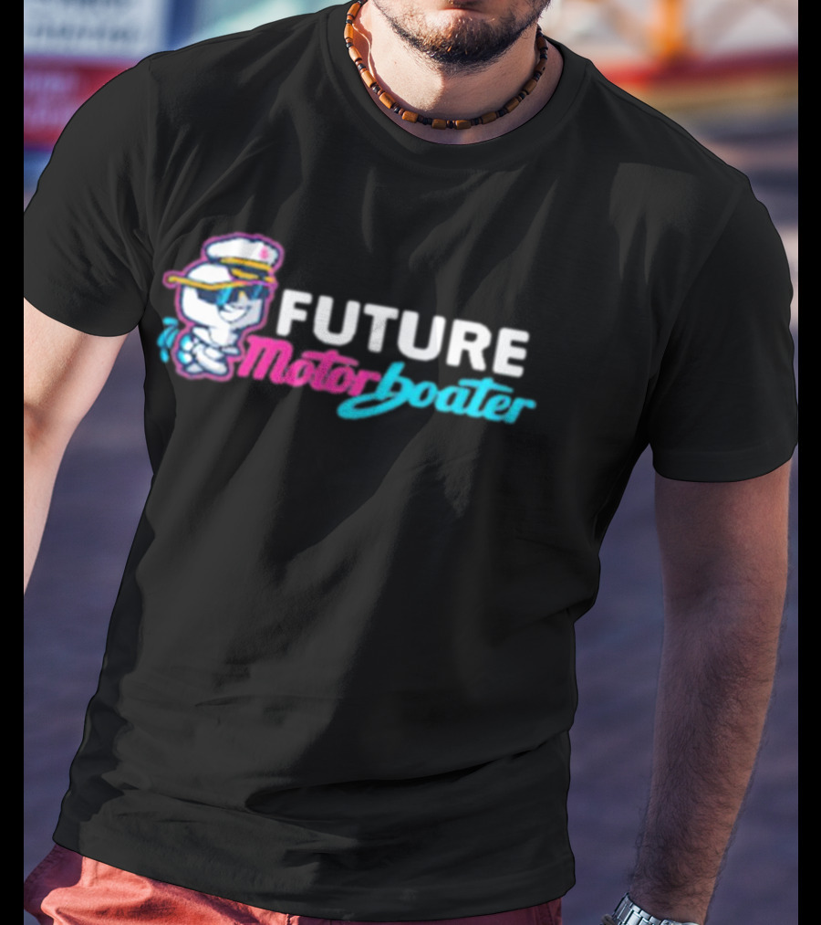 FUTURE Motorboater Captain Cartoon Character T-Shirt