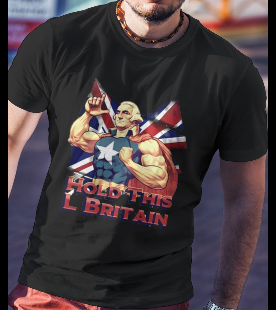 Hold This L Britain Superhero Union Jack Cloaked Figure T-Shirt