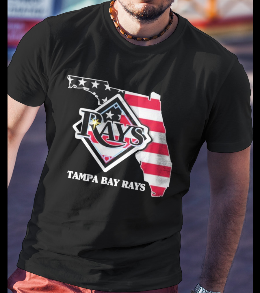 Tampa Bay Rays Florida American Flag Map T-Shirt