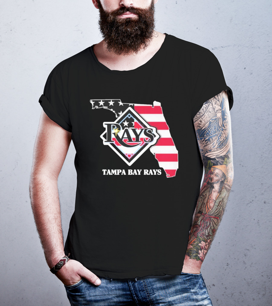 Tampa Bay Rays Florida American Flag Map T-Shirt