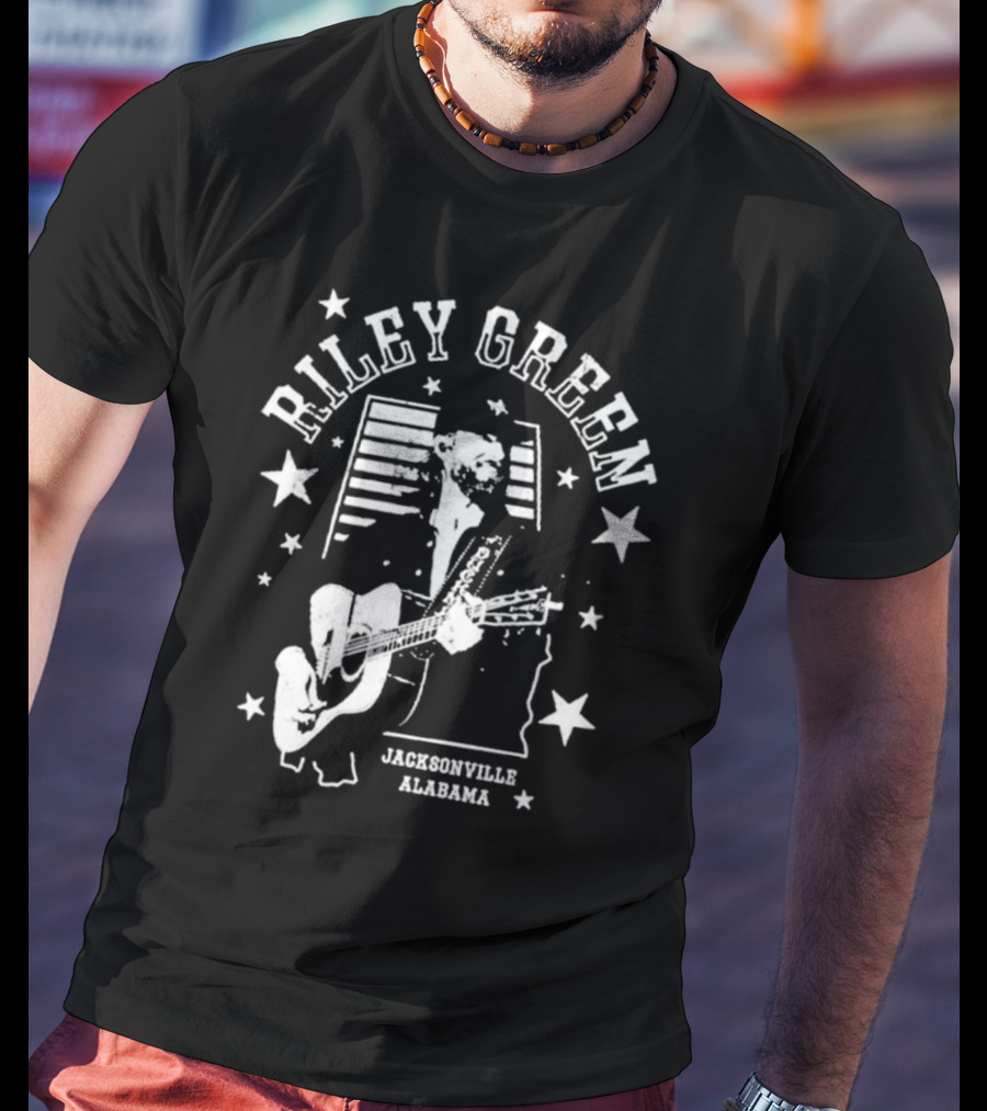 Riley Green Jacksonville Alabama Stars And Stripes Guitar T-Shirt