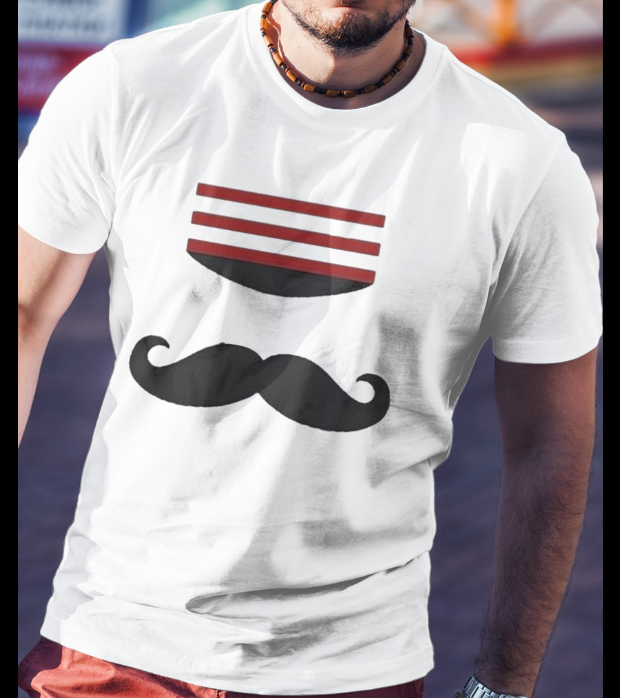 Mr Redleg Mustache Iconic Mustache And Red Stripes T-Shirt