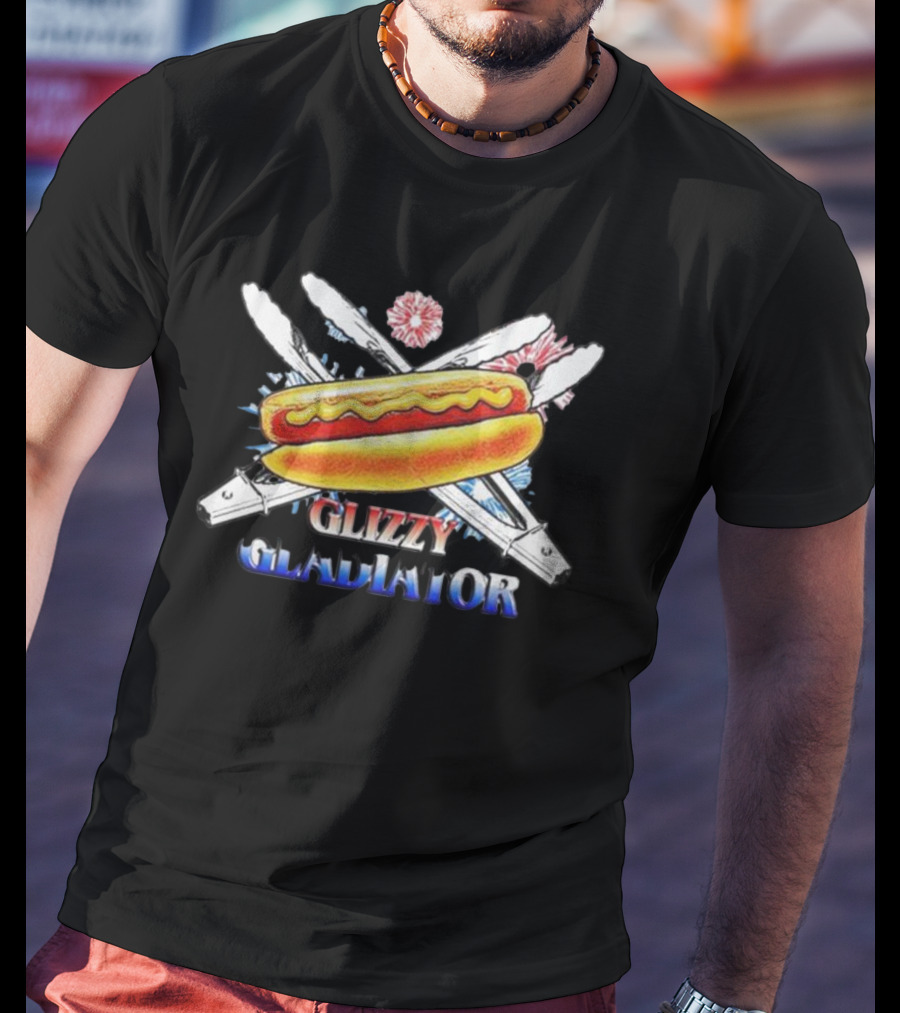 Glizzy Gladiator Hotdog Crossed Swords USA T-Shirt