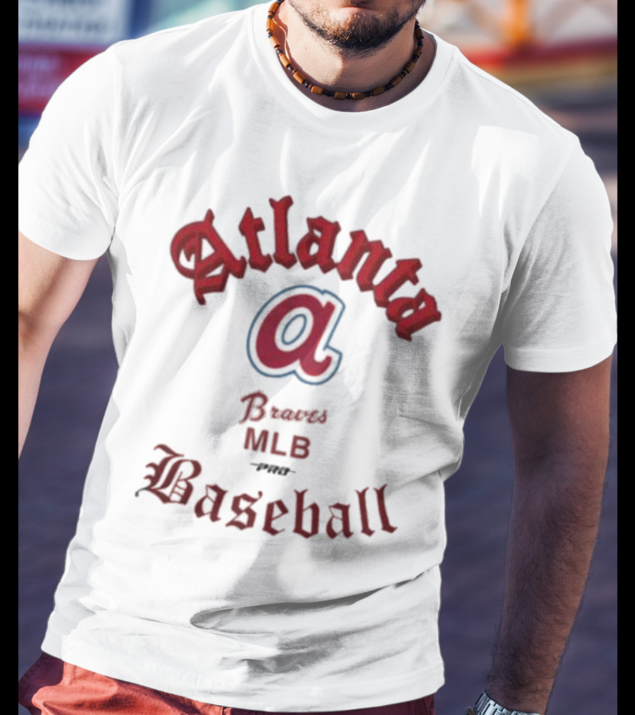 Atlanta Braves MLB Baseball Pro Standard Cream Cooperstown Old English T-Shirt