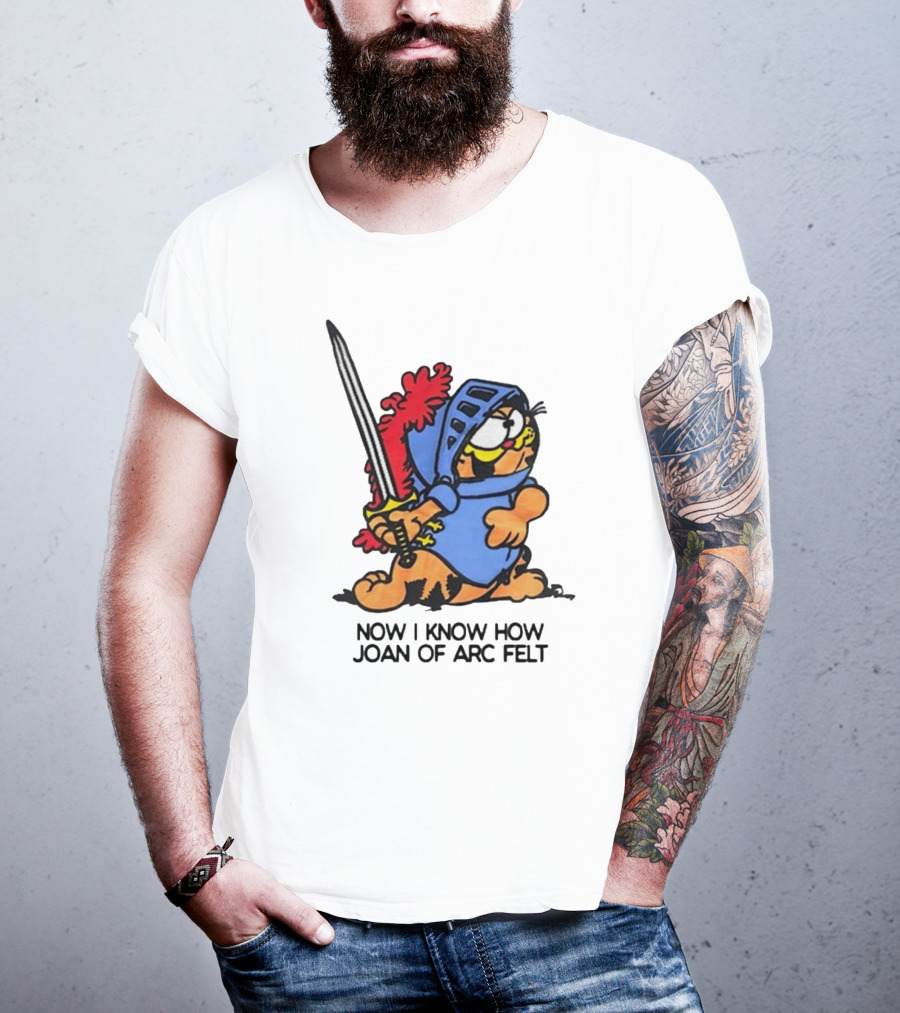 Garfield Dressed As Joan Of Arc With Sword Now I Know How Joan Of Arc Felt T-Shirt