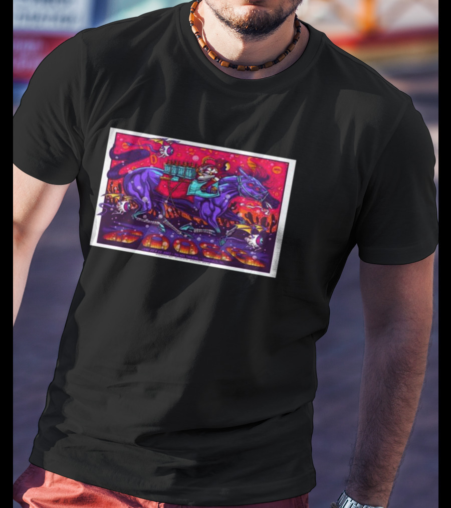 Goose Riding Cosmic Horse Louisville Palace Theatre Neon Fantasy T-Shirt