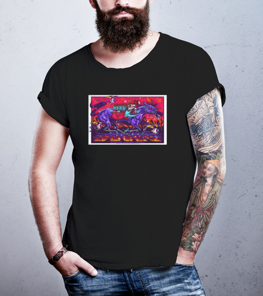 Goose Riding Cosmic Horse Louisville Palace Theatre Neon Fantasy T-Shirt