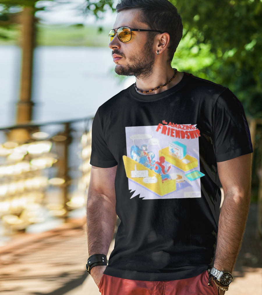The Amazing Friendship Spiderman Venom Gaming Console Couch Scene T-Shirt