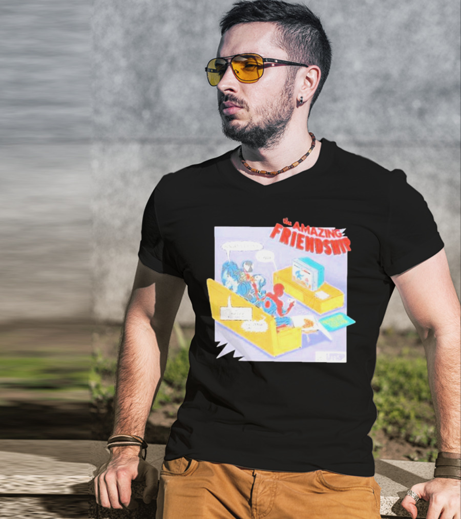 The Amazing Friendship Spiderman Venom Gaming Console Couch Scene T-Shirt