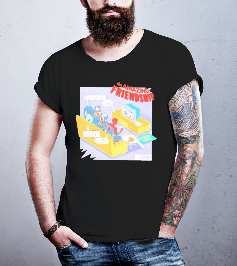 The Amazing Friendship Spiderman Venom Gaming Console Couch Scene T-Shirt