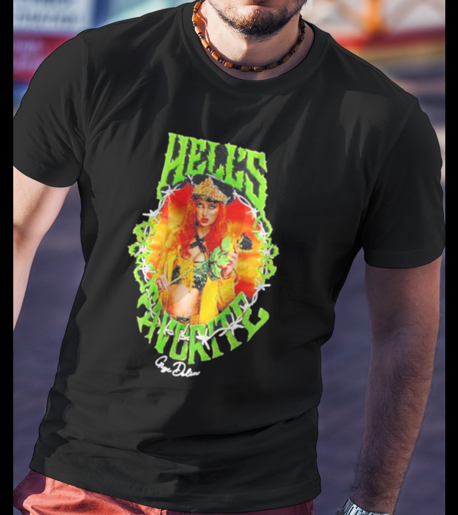 Hell's Favorite Gigi Dolin Barbed Wire Crown And Green Flames T-Shirt