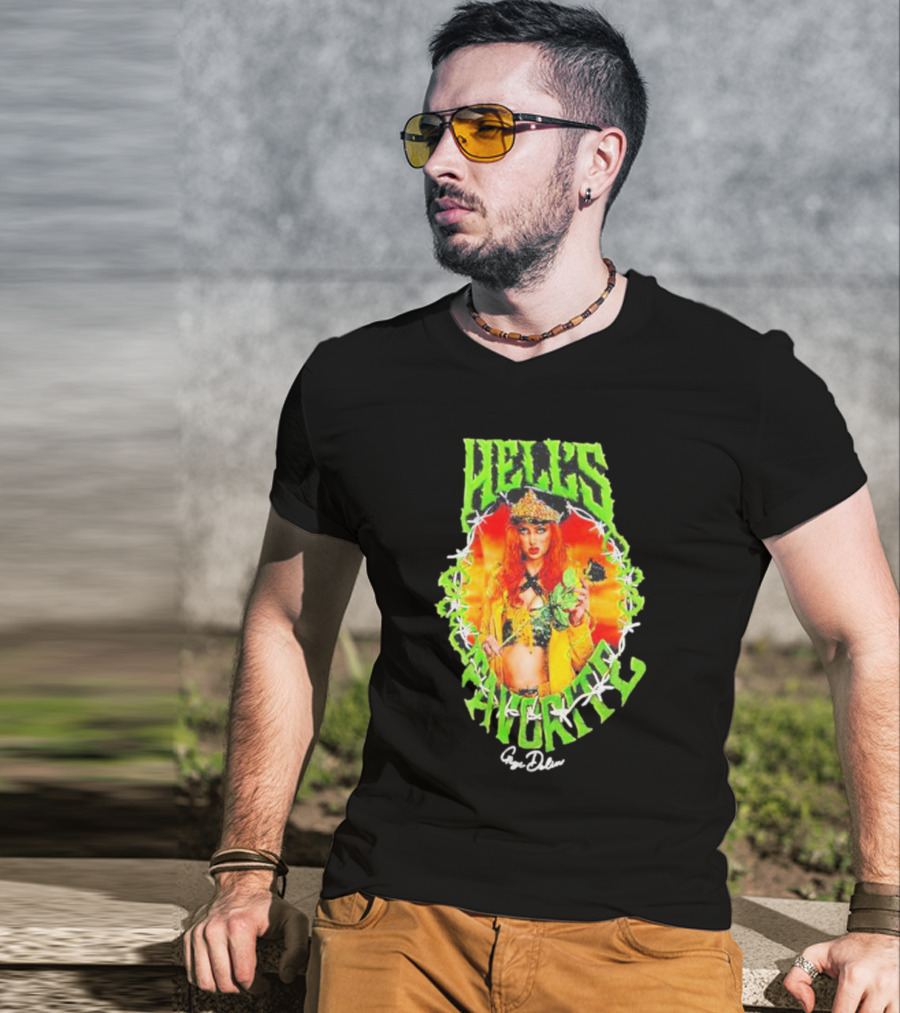 Hell's Favorite Gigi Dolin Barbed Wire Crown And Green Flames T-Shirt