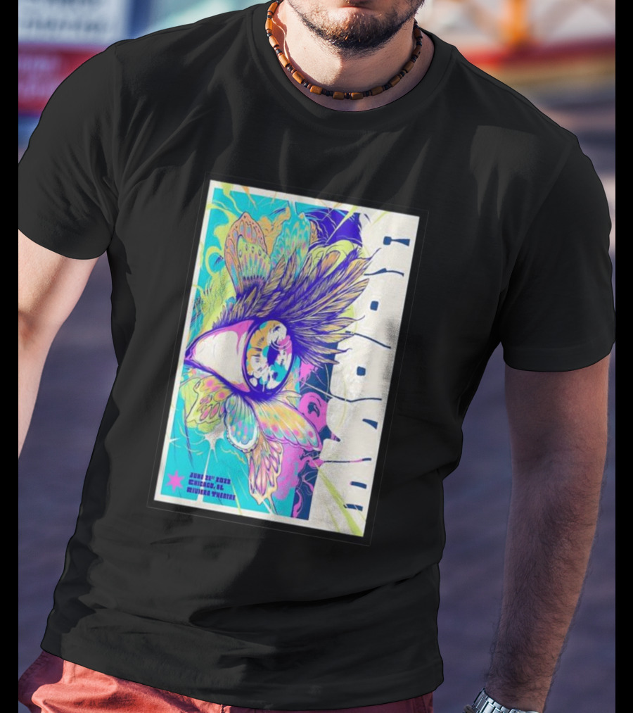 Goose June 21 Chicago Riviera Theatre Psychedelic Feather T-Shirt