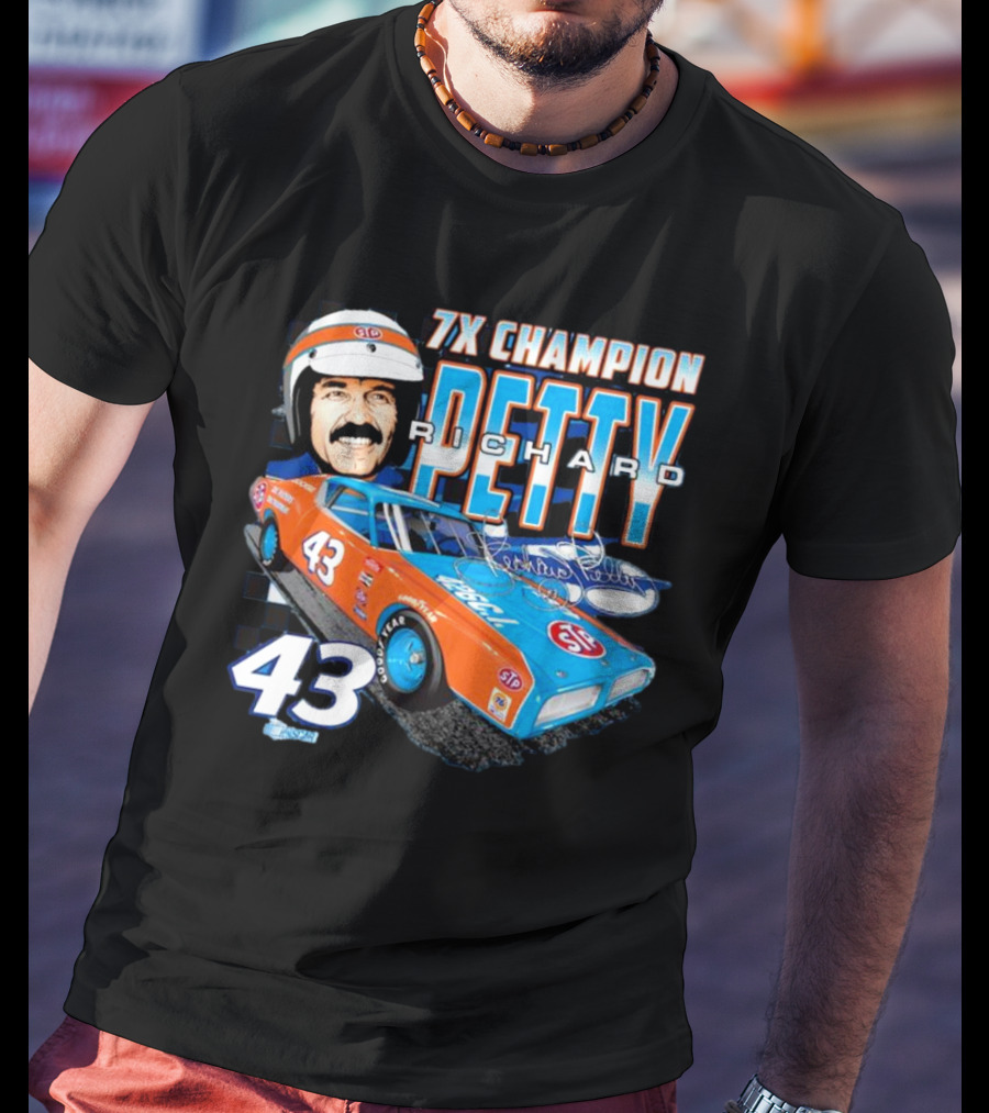 7X Champion Richard Petty Number 43 Car Racing LEGACY Motor Club Team Collection T-Shirt