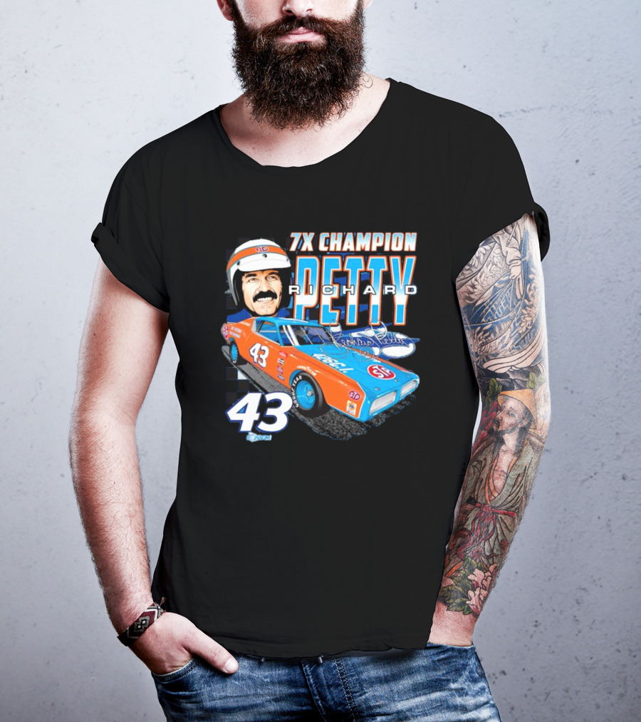 7X Champion Richard Petty Number 43 Car Racing LEGACY Motor Club Team Collection T-Shirt