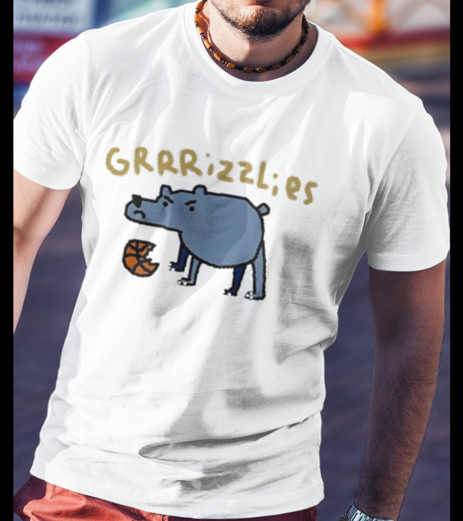 GRRRizzlies Cartoon Bear With Basketball T-Shirt