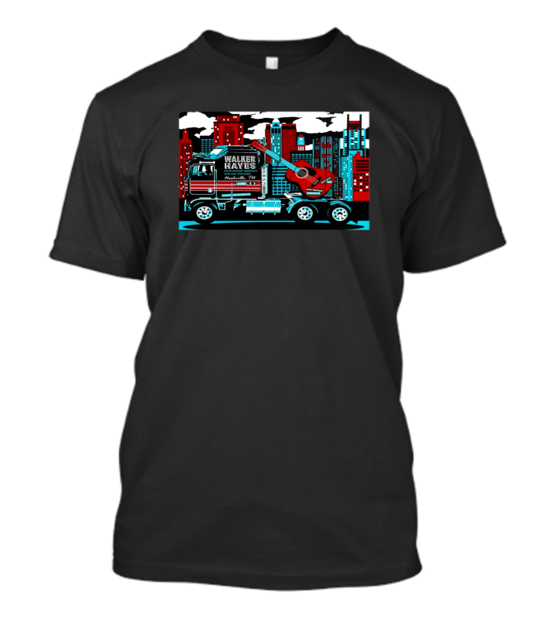 Walker Hayes Nashville TN Guitar Truck Skyline 23rd June Ascend Amphitheater T-Shirt