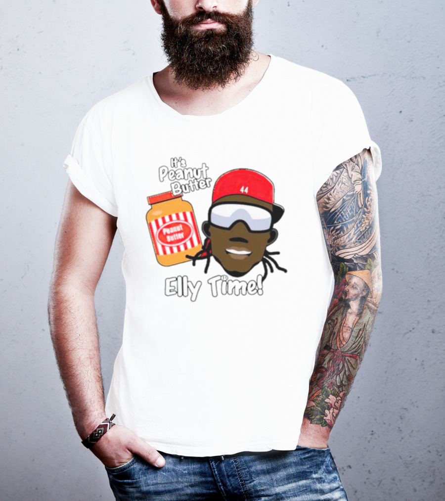 Elly De La Cruz It's Peanut Butter Elly Time 44 Red Cap And Jar T-Shirt