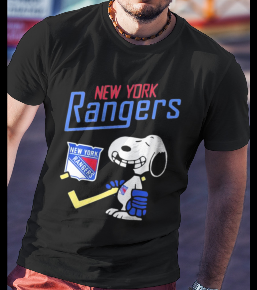 New York Rangers Snoopy Hockey Player T-Shirt