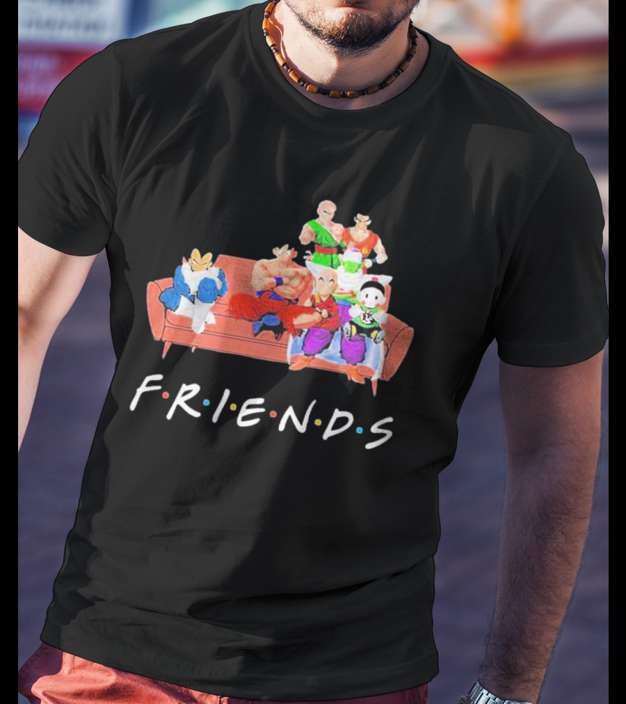 FRIENDS Son Goku Dragon Ball Characters Sitting Together T-Shirt