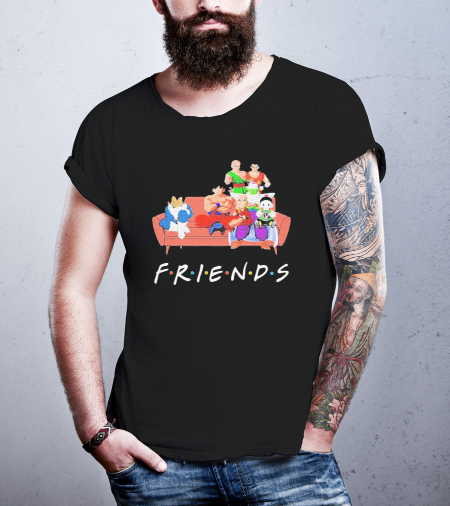 FRIENDS Son Goku Dragon Ball Characters Sitting Together T-Shirt
