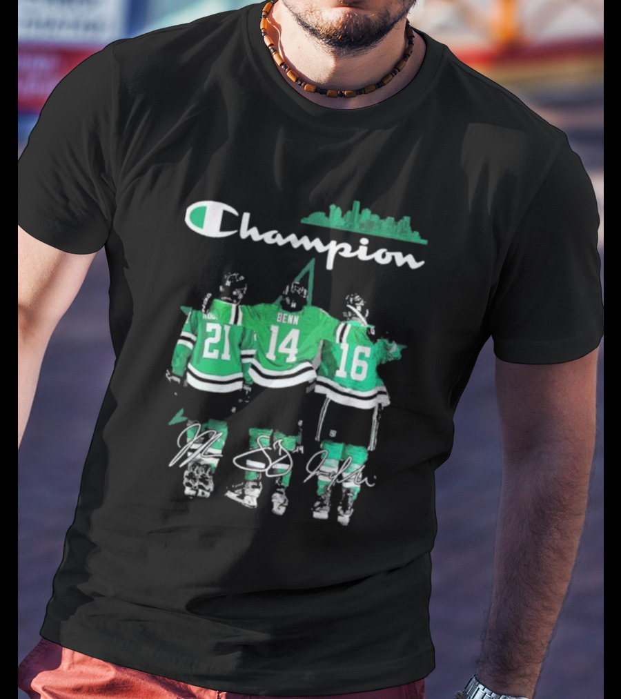 Dallas Stars Hockey Robertson Benn Heiskanen Champion T-Shirt