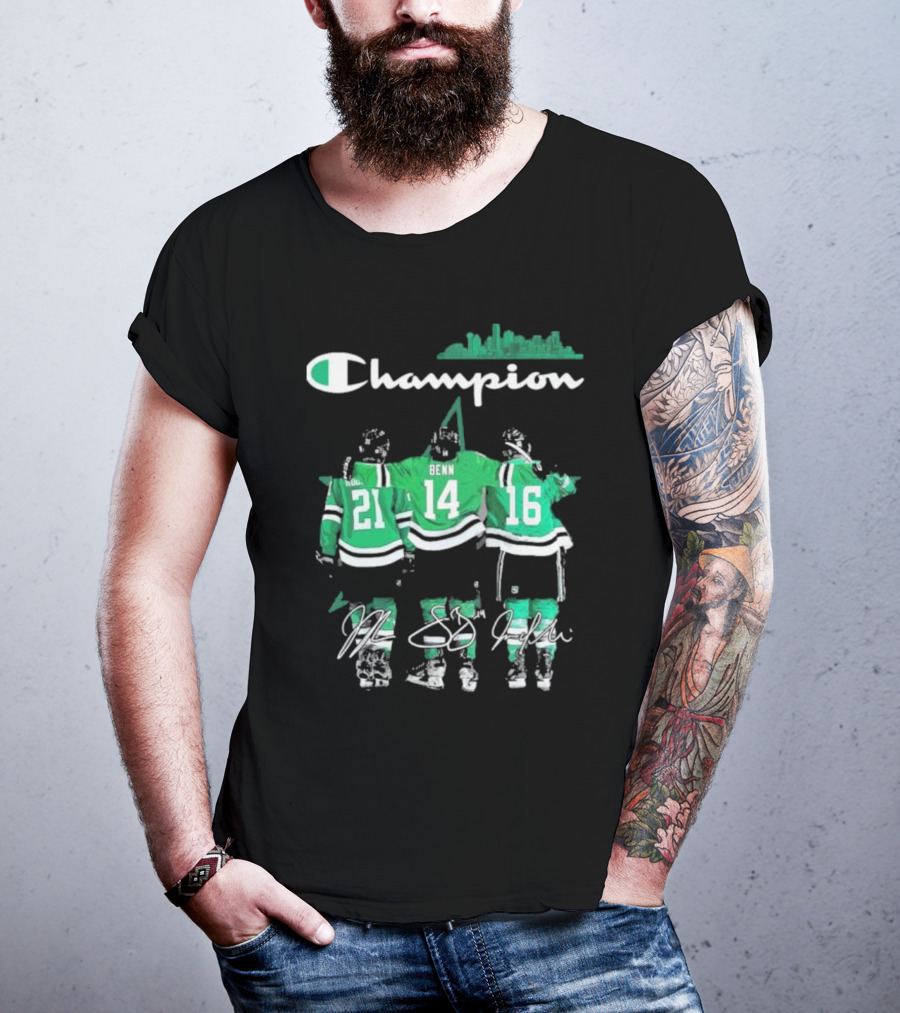 Dallas Stars Hockey Robertson Benn Heiskanen Champion T-Shirt