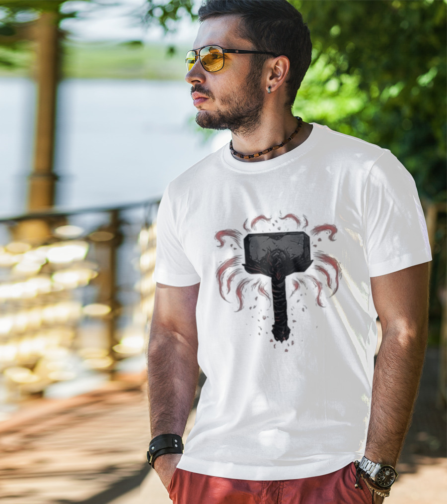 Hammer Of The Archangel With Red Fiery Aura T-Shirt