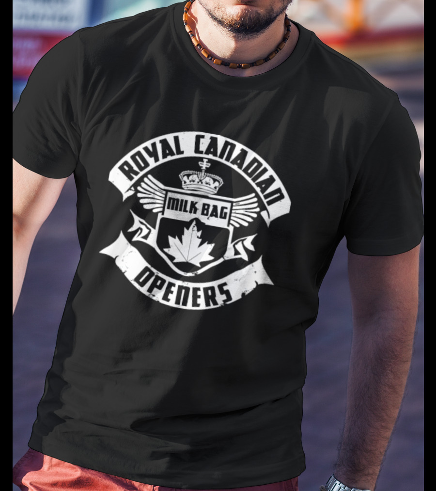 Royal Canadian Milk Bag Openers Maple Leaf Crest T-Shirt