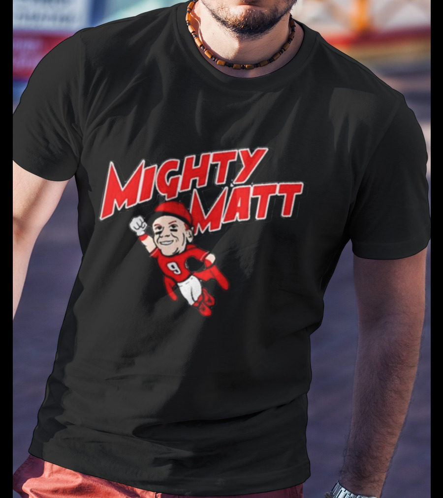 Mighty Matt Football Hero In Red And White Gear T-Shirt