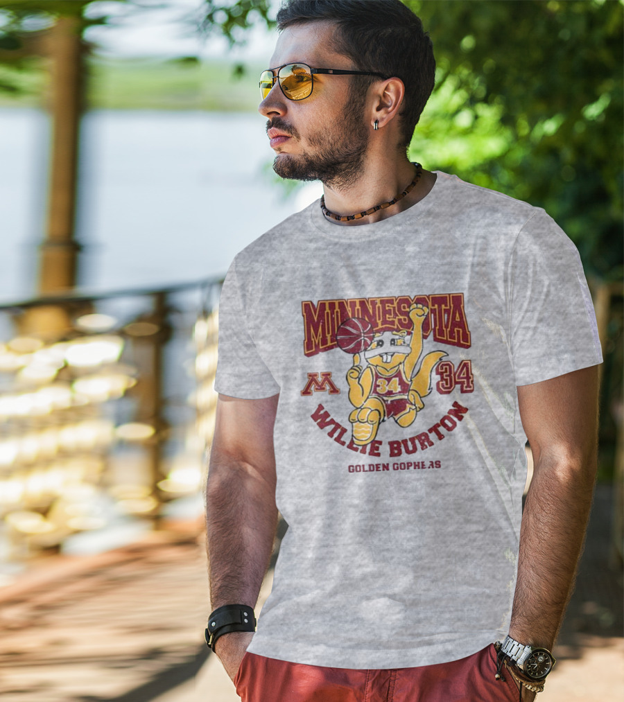 Minnesota 34 Willie Burton Golden Gophers Basketball T-Shirt