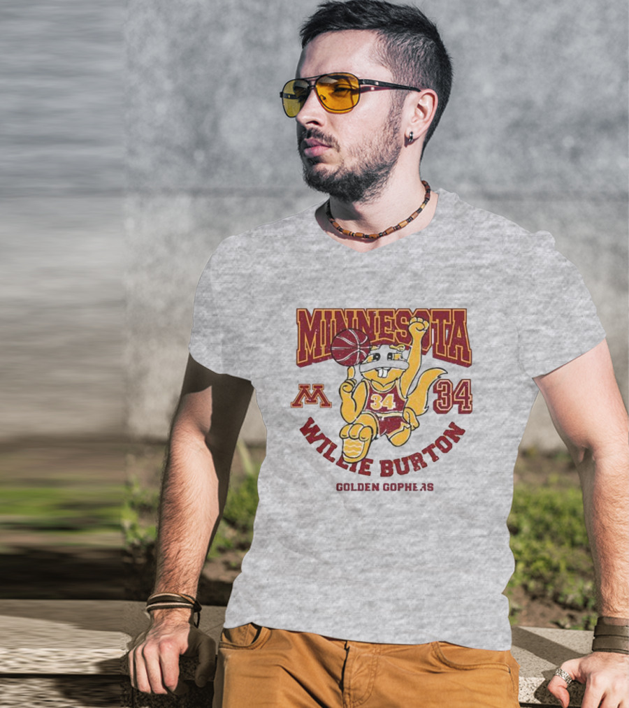 Minnesota 34 Willie Burton Golden Gophers Basketball T-Shirt