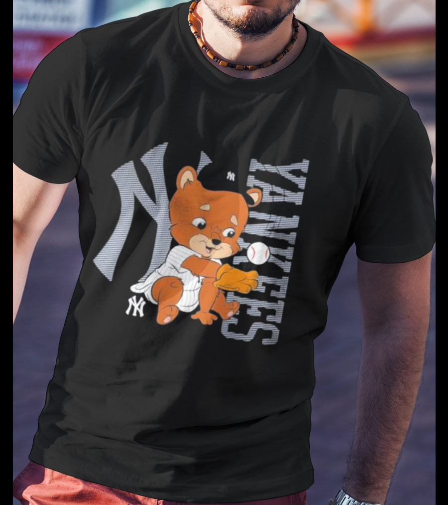 Yankees Infant Mascot Bear With Baseball And Iconic NY T-Shirt
