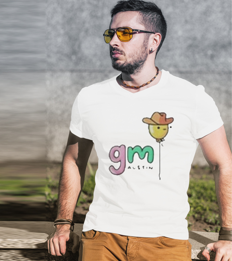 Gm Austin Doodles Balloon With Cowboy Hat T-Shirt