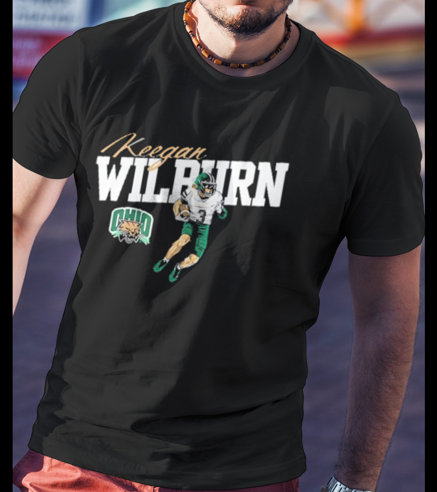 Keegan Wilburn Ohio Bobcats Football Caricature T-Shirt