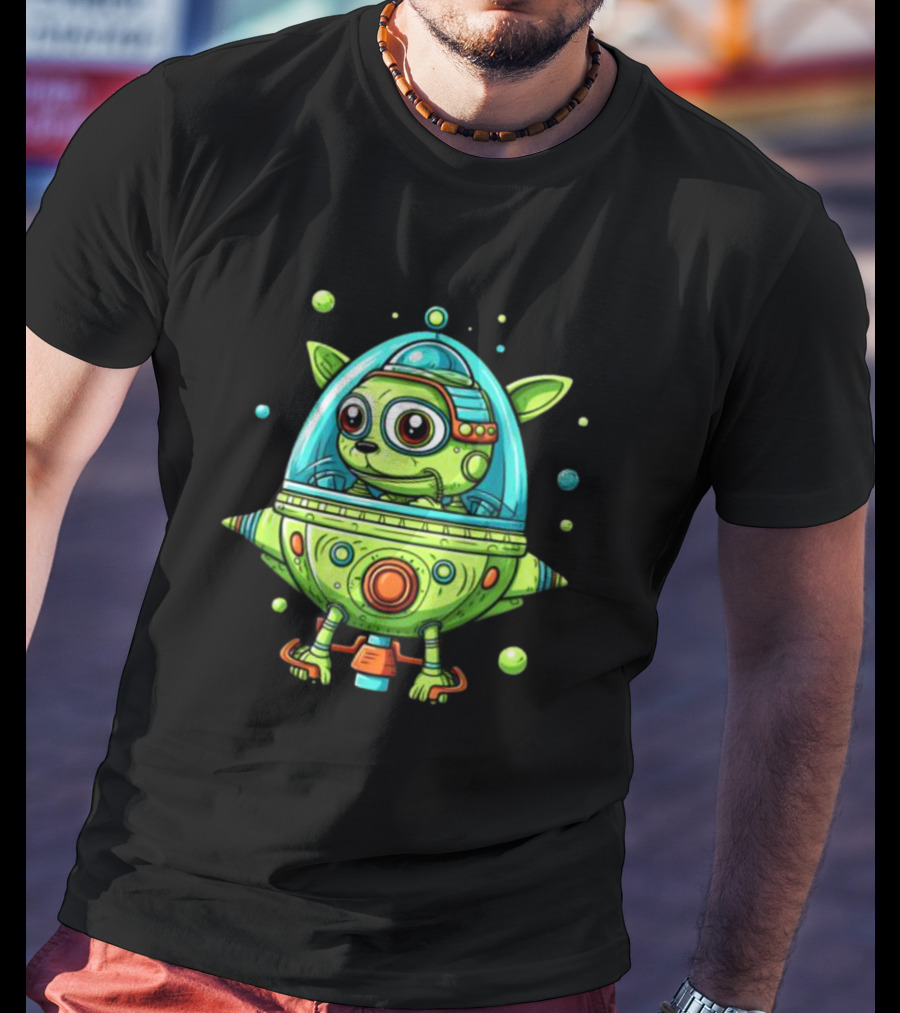 Whiz Flying The Dog Bowl UFO Spaceship Adventure T-Shirt