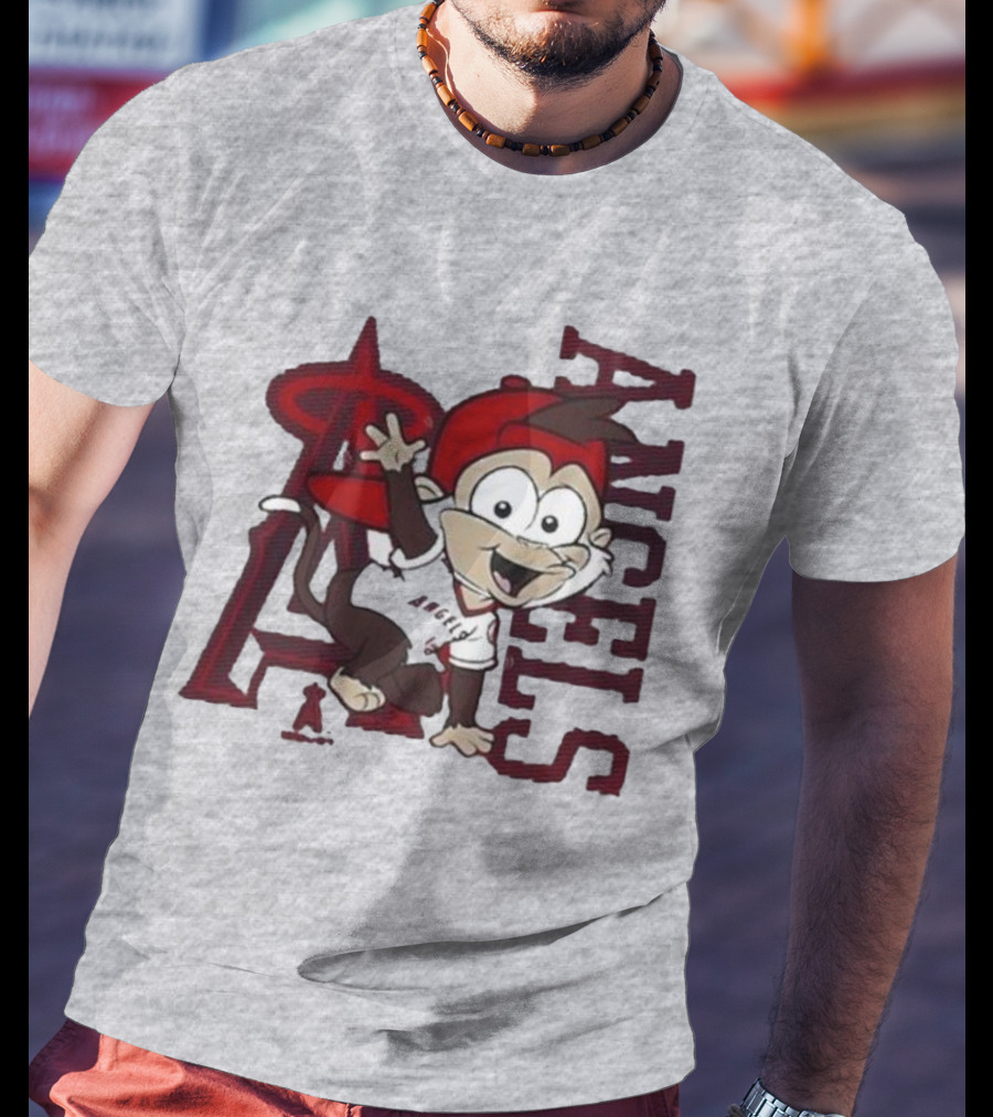 Los Angeles Angels Infant Mascot 2.0 Cheerful Cartoon Character With Iconic Logo And Text 'Angels' T-Shirt