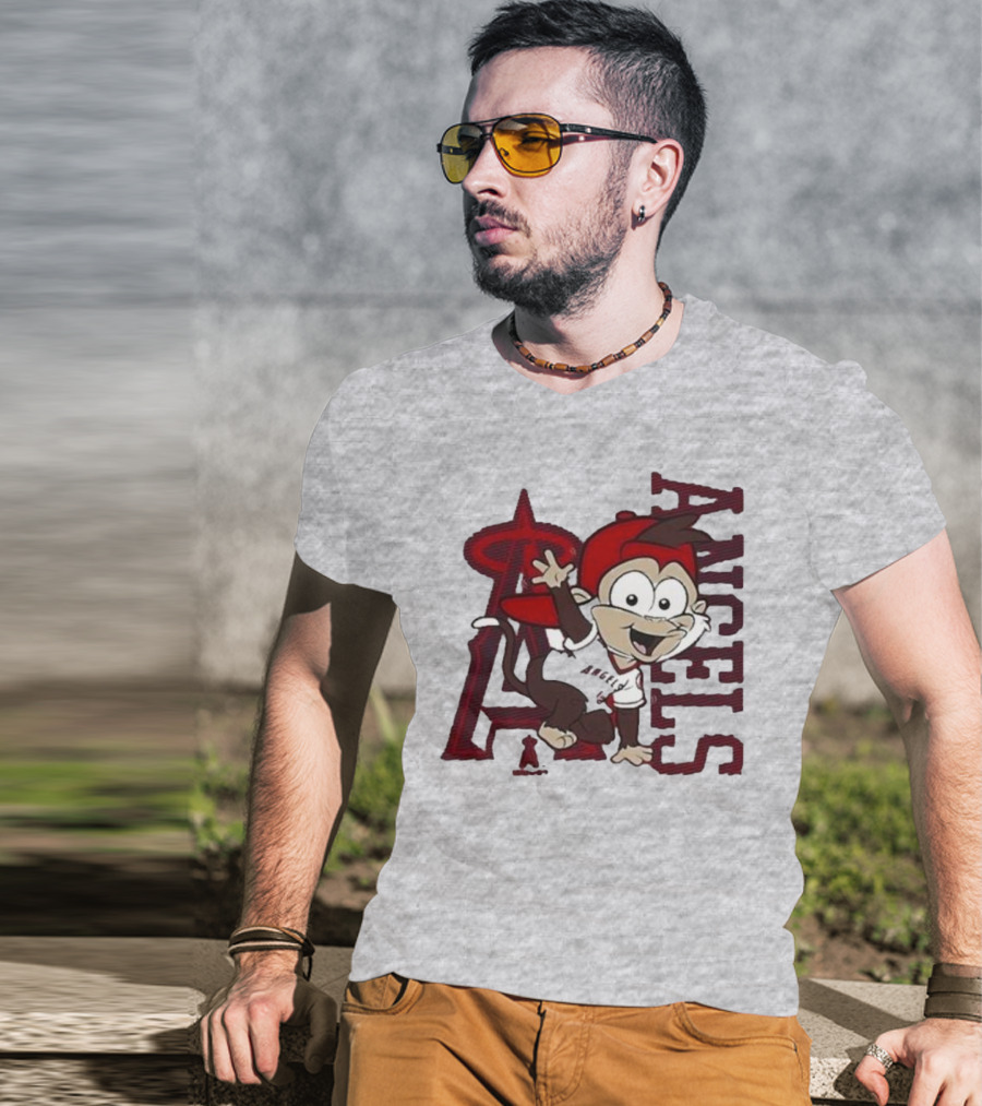 Los Angeles Angels Infant Mascot 2.0 Cheerful Cartoon Character With Iconic Logo And Text 'Angels' T-Shirt