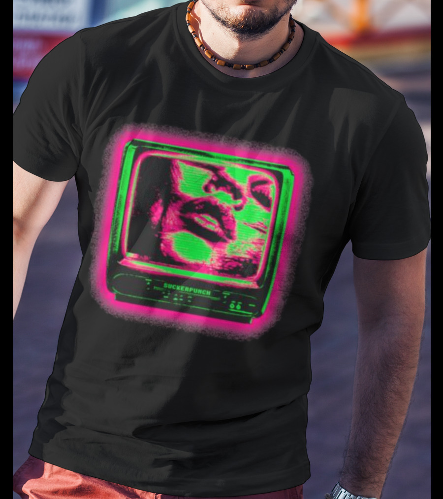 Suckerpunch TV Neon Lips Retro Screen T-Shirt